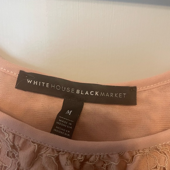 Bundle 2 White House Black Market Pink Lace Cold Shoulder Top & Lacy design. - Picture 3 of 14